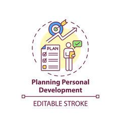Planning personal development concept icon. Individual accomplishments and achievements. Self development idea thin line illustration. Vector isolated outline RGB color drawing. Editable stroke