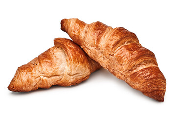 French croissant isolated on a white background. Sweet pastries.