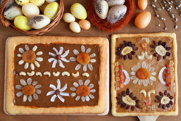 Traditional Polish cakes called "mazurki". Easter pastries
