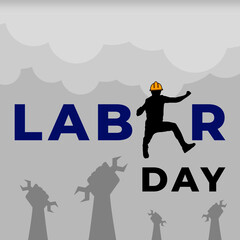 1st May Labor Day greeting with hands of labourers representing power. Vector illustration of labour day concept with tricolor Indian flag.