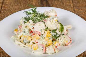 Russian traditional Crab stick salad