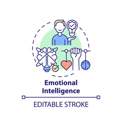 Emotional intelligence concept icon. Psychological skills. Empathy in relationships. Self development idea thin line illustration. Vector isolated outline RGB color drawing. Editable stroke