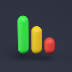 Simple graph icon with colorful rectangles 3D-illustration on pastel background. 3d render minimal concept.