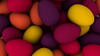 Render de huevo de pascua coloridos. Fondo tridimensional de huevos de pascua. Diseño 3d para semana santa. Tradición