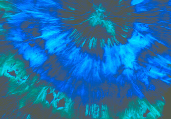  Blue Bleached Textile. Tiedye Print Shirt