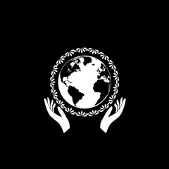 Earth day icon isolated on dark background
