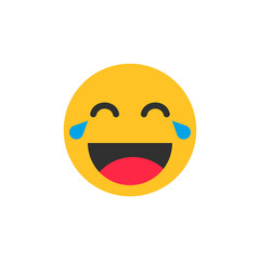 Laughing emoticon with tears of joy.Vector illustration isolated on white background.