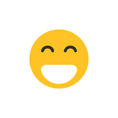 Smiling emoticon with happy eyes and rosy cheeks.Vector illustration isolated on white background.