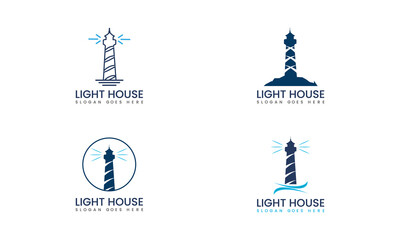 Set of the creative light house logo 