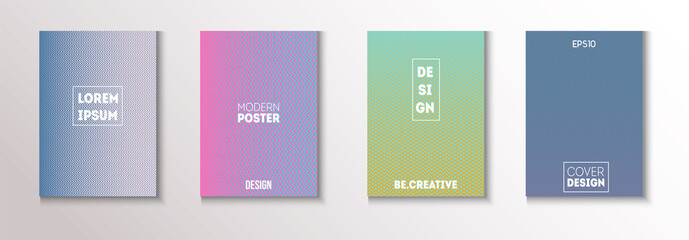 Folded Minimal Cover Vector Set. Modern Flyer Graphic Design. Glam