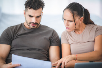 couple person working from home with laptop computer, online digital cyberspace business working,...