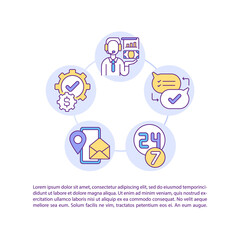 Client support concept line icons with text. PPT page vector template with copy space. Brochure, magazine, newsletter design element. Stock trading service information linear illustrations on white