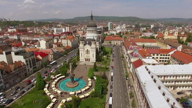 Aerial view of Metropolitan Cathedral Cluj