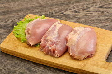 Raw chicken boneless and skinless leg