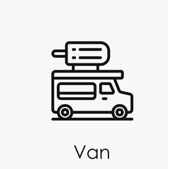 Van vector icon.  Editable stroke. Linear style sign for use on web design and mobile apps, logo. Symbol illustration. Pixel vector graphics - Vector