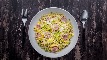 Fried rice with soured pork