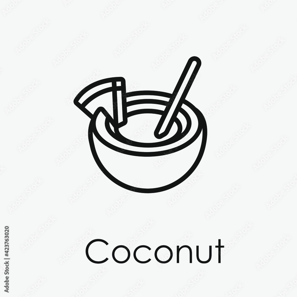 Poster coconut vector icon. editable stroke. linear style sign for use on web design and mobile apps, logo.