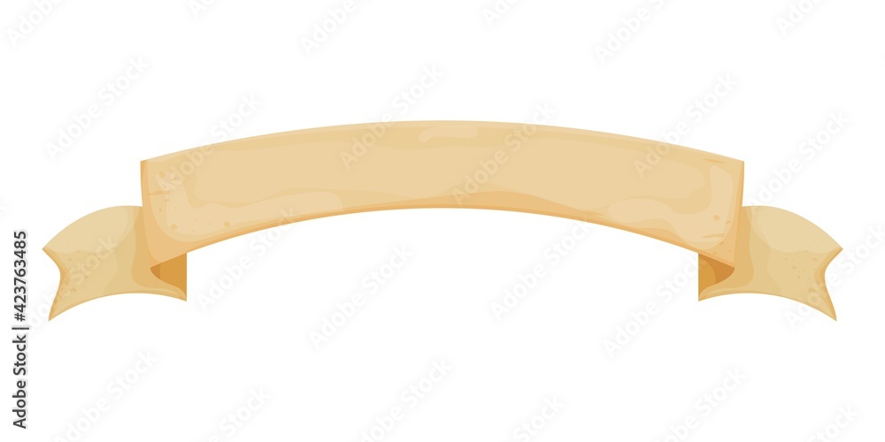 Wall mural parchment banner, scroll paper in cartoon style isolated on white background. ui game asset design. 
