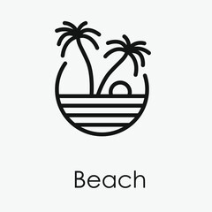 Beach vector icon.  Editable stroke. Linear style sign for use on web design and mobile apps, logo. Symbol illustration. Pixel vector graphics - Vector