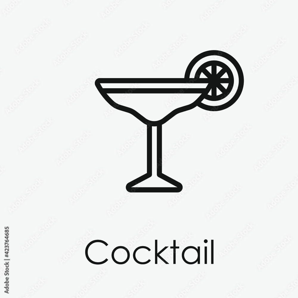 Poster cocktail vector icon. editable stroke. linear style sign for use on web design and mobile apps, logo