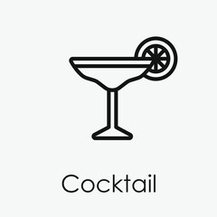 Cocktail vector icon.  Editable stroke. Linear style sign for use on web design and mobile apps, logo. Symbol illustration. Pixel vector graphics - Vector