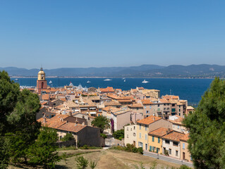 Fototapeta premium a beautiful shot of saint Tropez in France. Summer shot of a beautiful city by the sea 