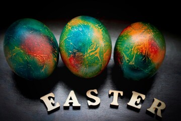 Bright painted eggs for easter