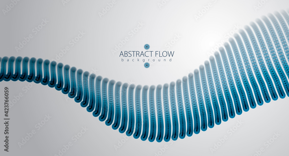 Poster 3d particles mesh array wave, sound flowing. blurred round lights vector effect illustration. 3d fut