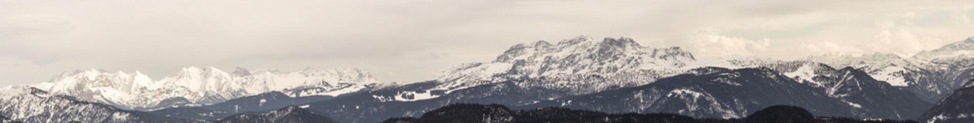 Panorama view of Kampenwand mountain in Bavaria, Germany