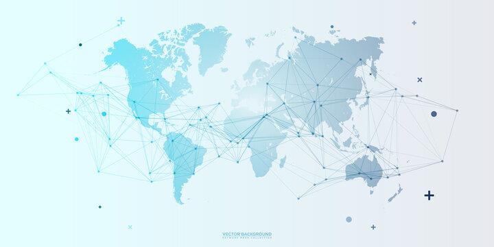 Global network connection. World map point and line composition concept of global business. Vector Illustration