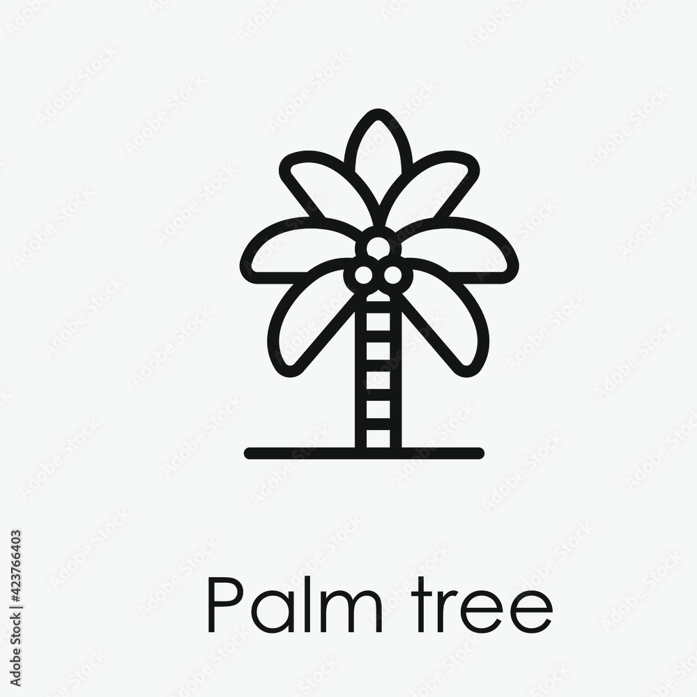 Poster palm tree vector icon. editable stroke. linear style sign for use on web design and mobile apps, log