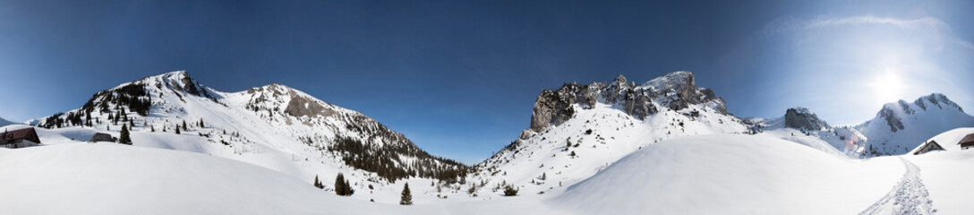 Panorama view of Soinsee mountain hike in Bavaria, Germany
