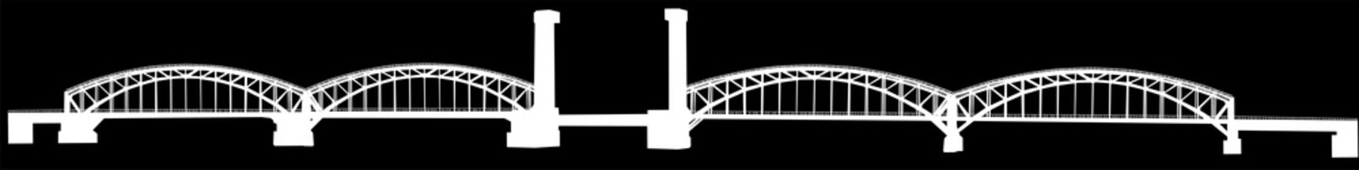 long single white bridge silhouette