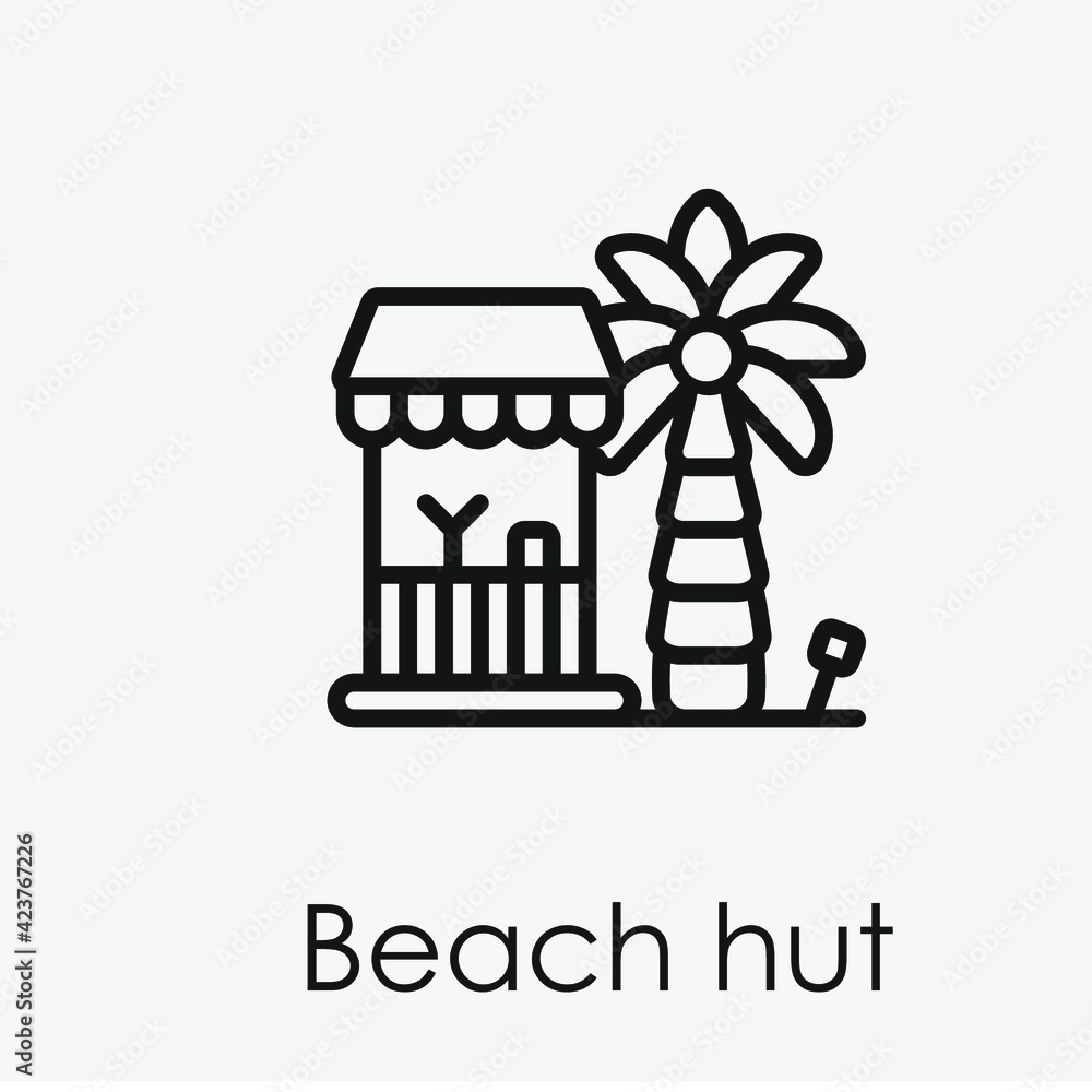 Poster beach hut vector icon. editable stroke. linear style sign for use on web design and mobile apps, log