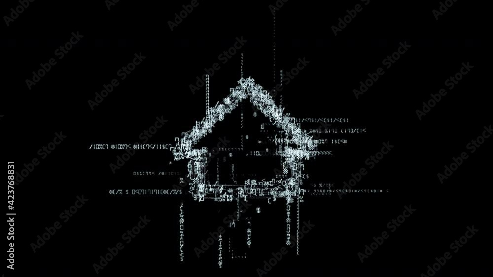Wall mural digital electronic house consisting of graphics of numbers and symbols. seamless animation looping.