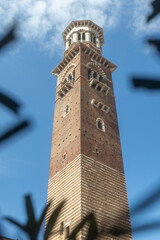 Photo of a church tower in Verona. Cathedral in Verona. 