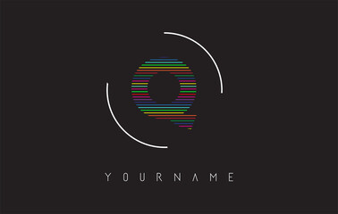 Obraz premium Q Letter logo design with bright and bold rainbow lines and rounded frame.