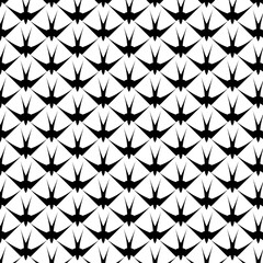 Seamless pattern with black silhouettes of swallow. Vector illustration.