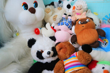Lots of plush toys. Children's room with lots of teddy bears, piglets, rabbits and toys.