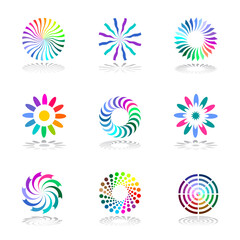 Design elements set. Abstract circular multicolour icons.