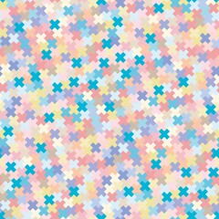 Seamless pattern of multi-colored pixel crosses. Stock illustration for web, print, textile, wrapping paper, scrapbooking, background and wallpaper 