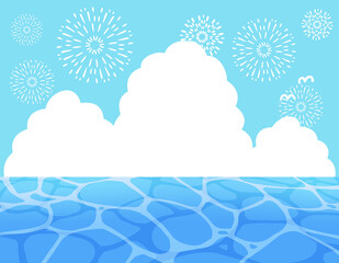 海と昼間の花火