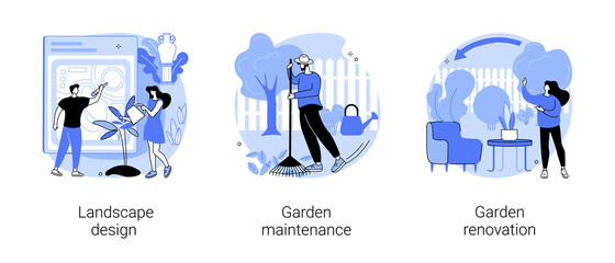 Gardening services abstract concept vector illustrations.