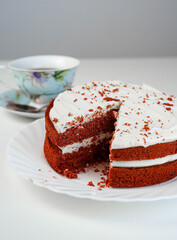 Tarta red velvet y una taza de te