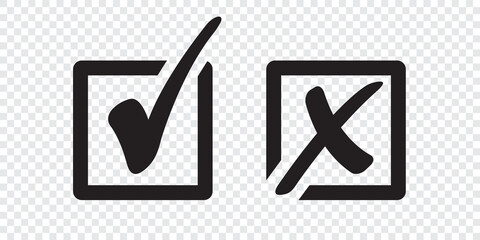 Set of check mark icon on a transparent background