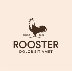 Fototapeta na wymiar Elegant drawing vector rooster logo design inspiration Stock Vector. Chicken Cock Livestock farm Logo Icon Silhouette