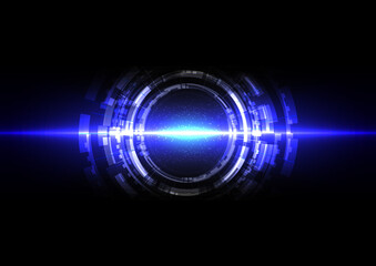 abstract futuristic technology with line wave and lighting on dark blue background. Illustration Vector design technology concept