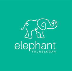 Elephant Logo with a Line style logotype Vector Design Icon. Minimalist Unique Simple Sign Animal Mono Line