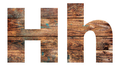 Wooden letters. Letter H. English alphabet