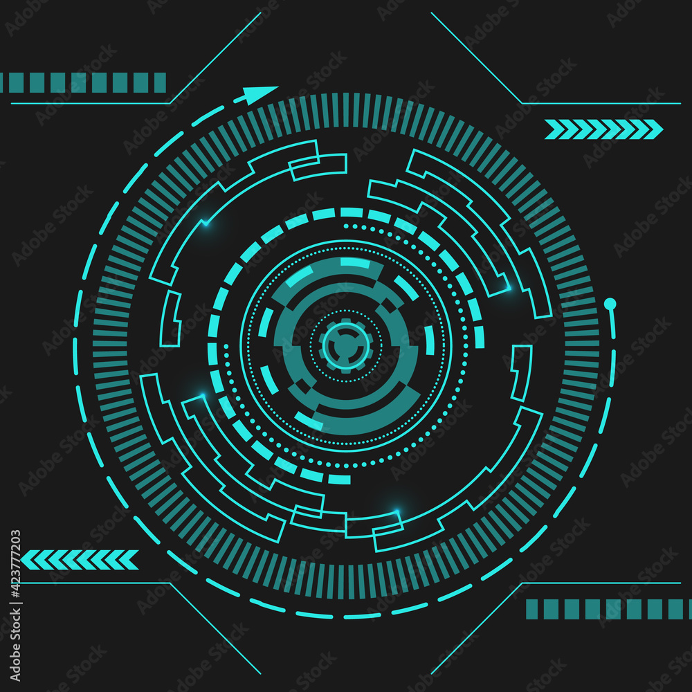 Wall mural Technological futuristic future background in flat style. Sci-fi user interface.